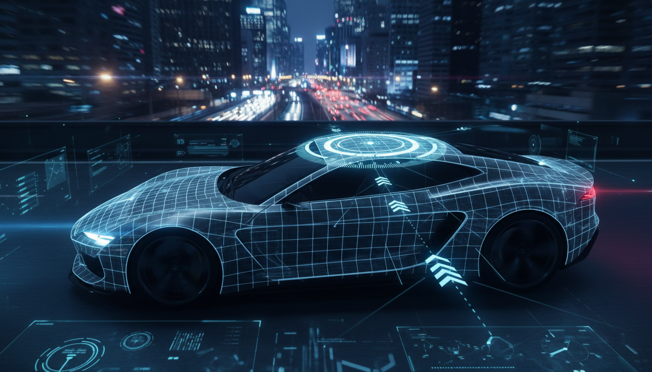 Imagem ilustrando um carro sendo rastreado digitalmente com precisão, simbolizando a eficácia de um sistema de rastreador veicular após roubo para recuperação e segurança.