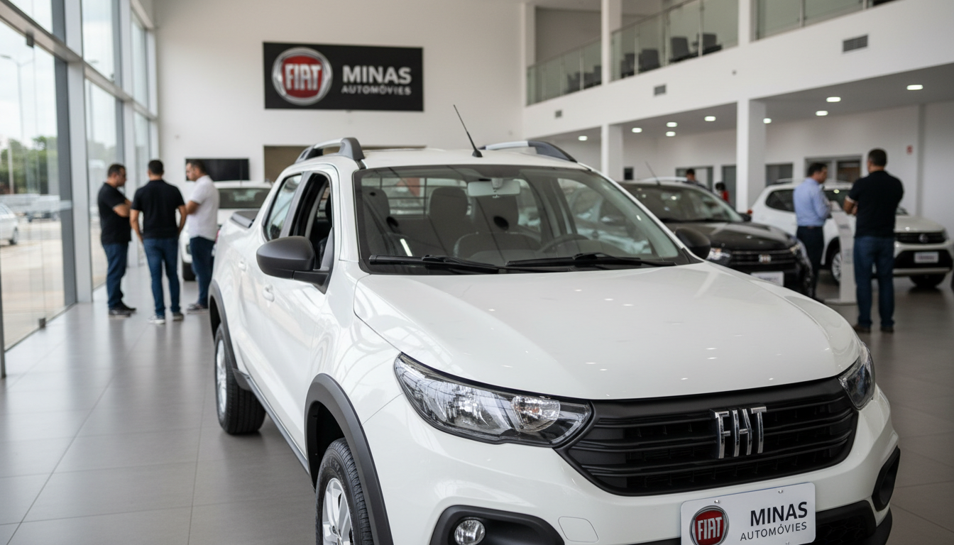 Fiat Strada em destaque em uma concessionária em Minas Gerais