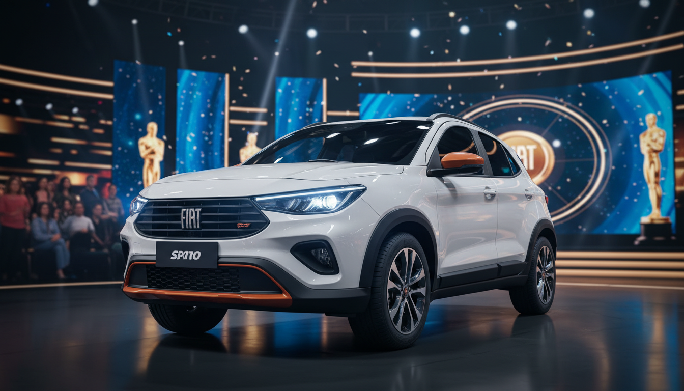 Fiat Pulse em destaque em um cenário que remete a um estúdio de TV.