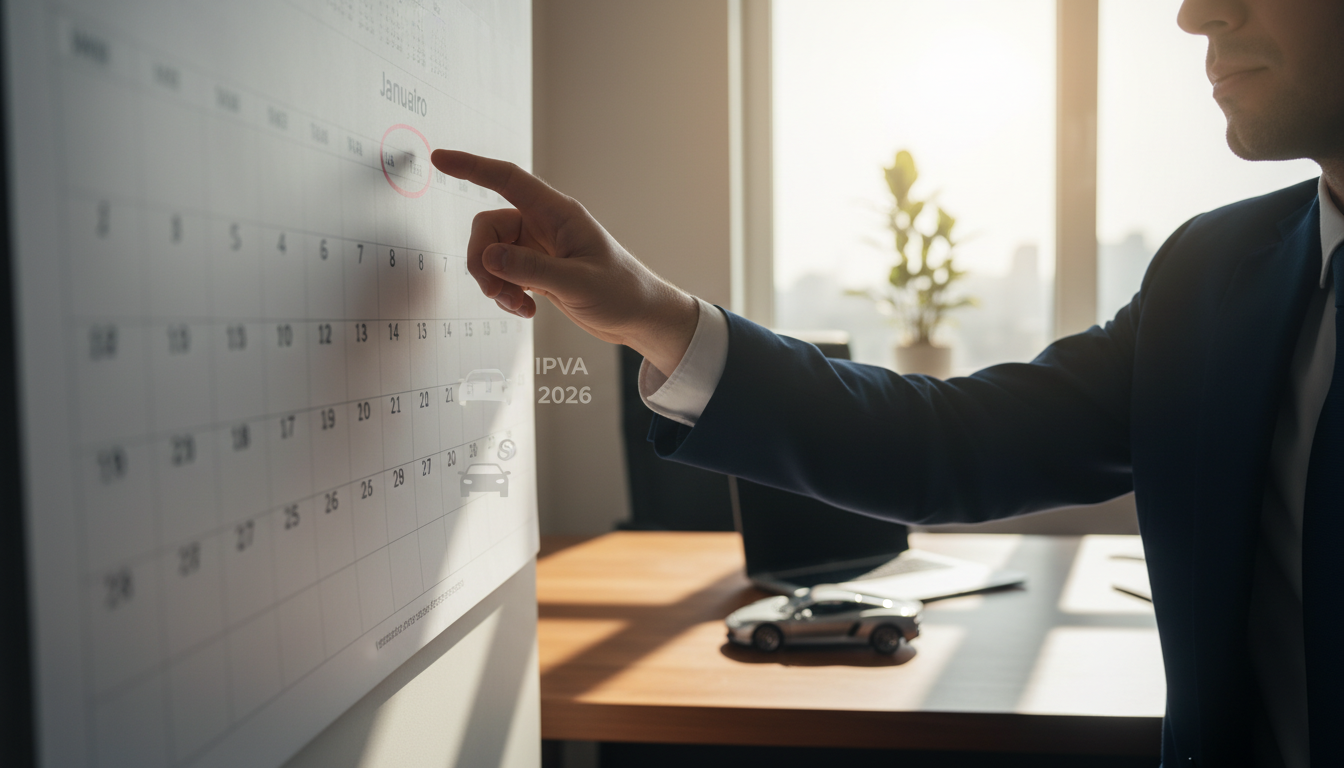 Consultor financeiro explica calendário de pagamentos do IPVA 2026 com descontos e isenções.