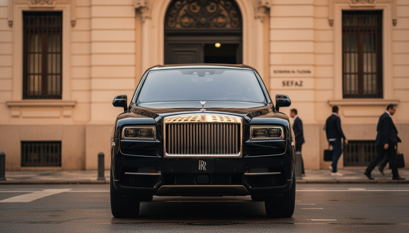 Veículo de luxo em frente à Secretaria da Fazenda de SP