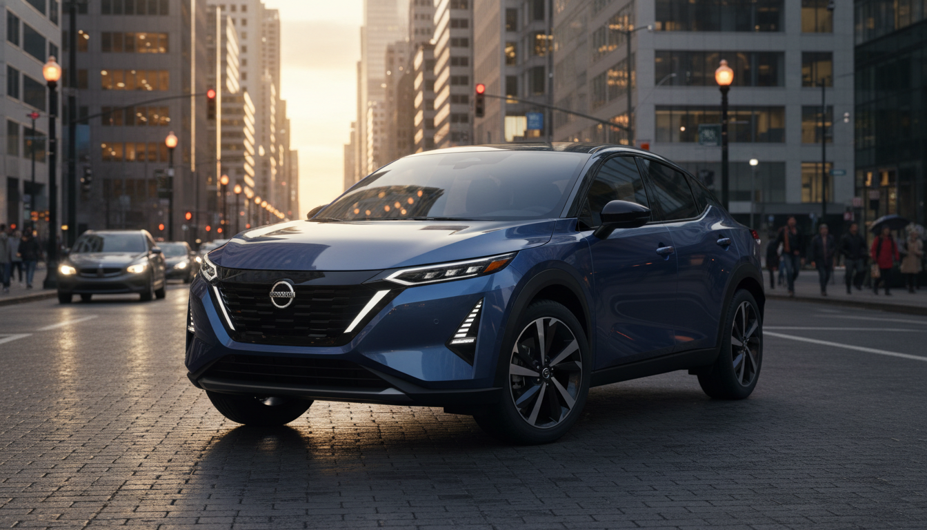 Nissan Kait 2026 em rua urbana ao entardecer