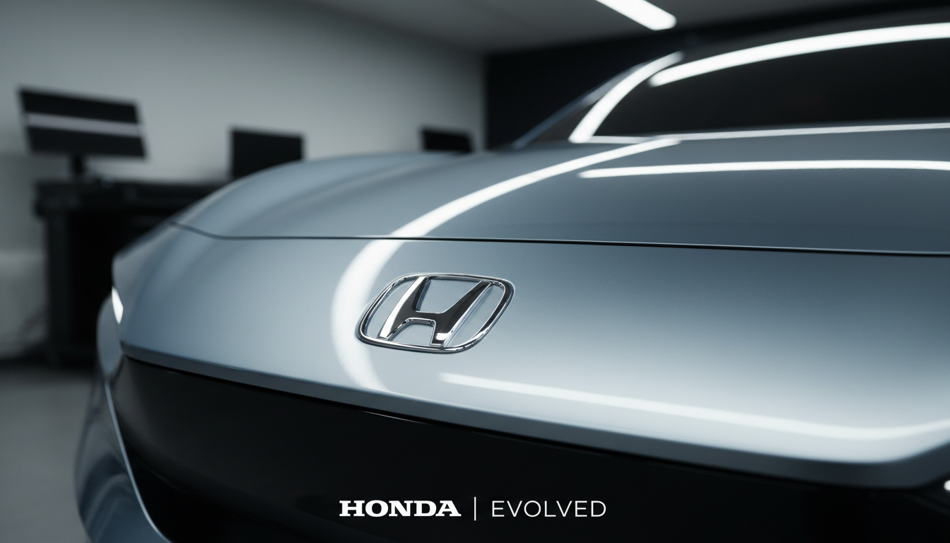 Novo logotipo minimalista 'H' da Honda em um carro conceito elétrico.
