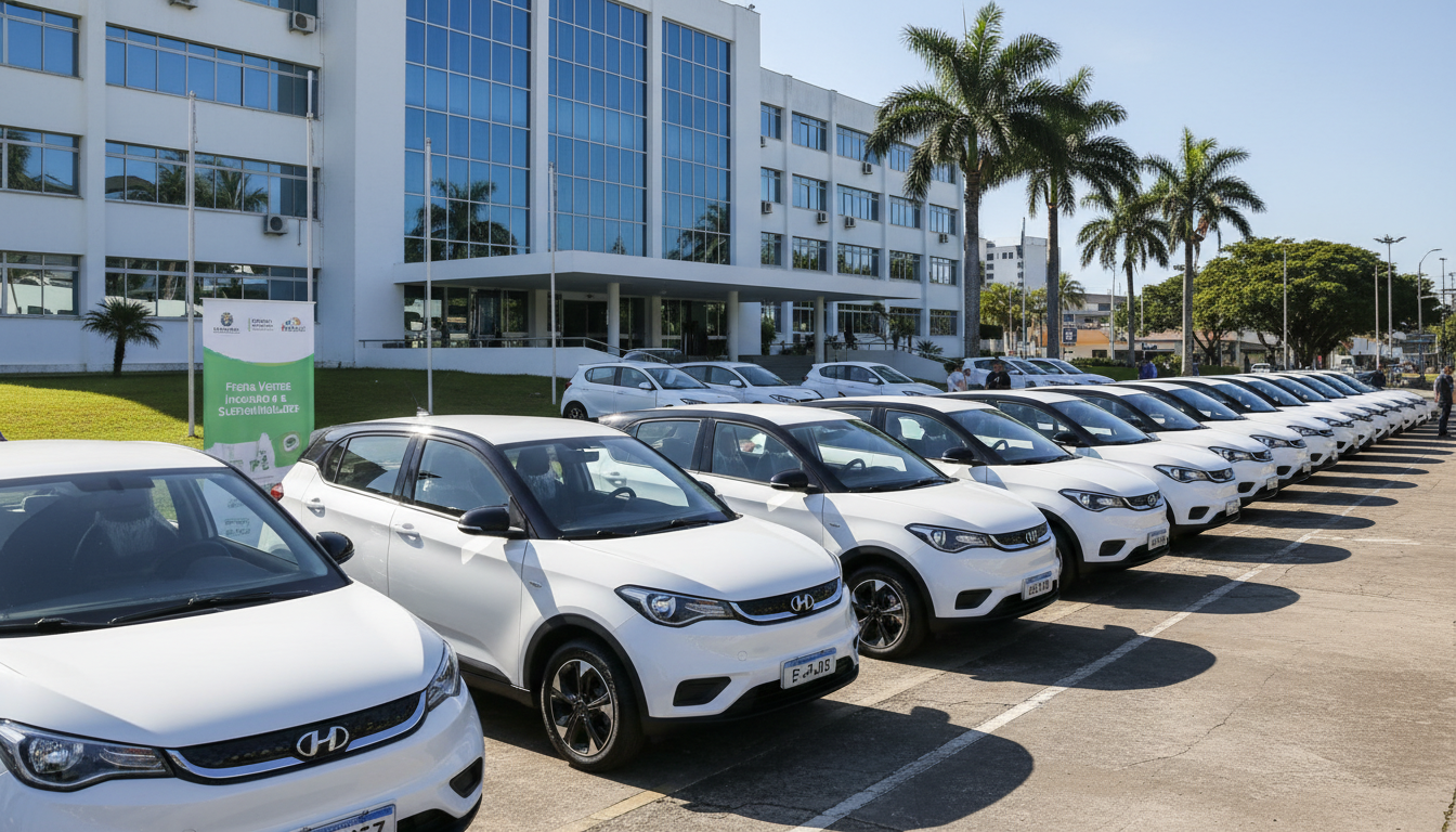 Frota de carros elétricos da Prefeitura de Praia Grande