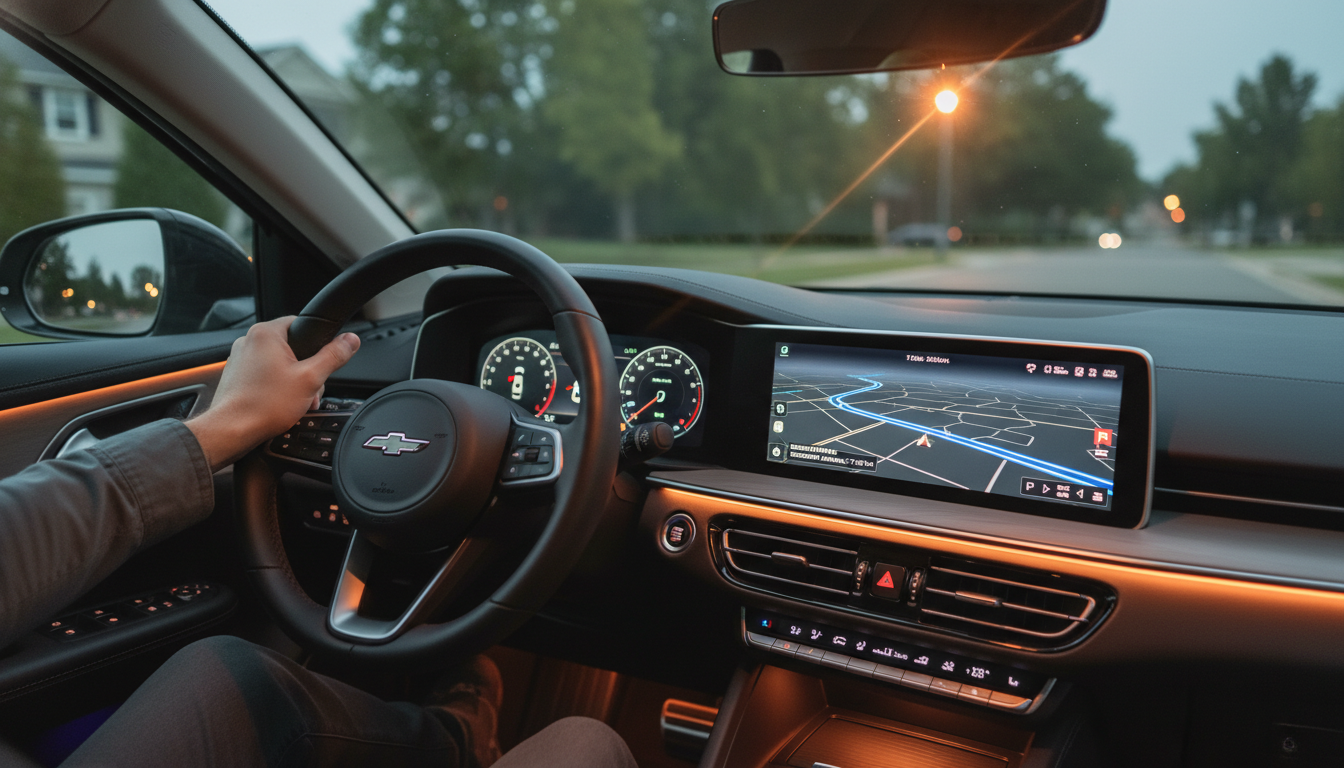 Mão segurando volante com painel de carro iluminado, simbolizando a proteção veicular.