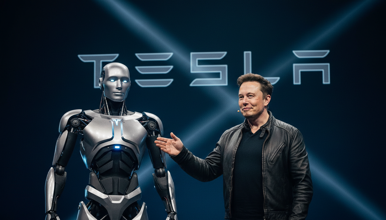 Elon Musk apresenta o robô humanoide Optimus da Tesla em evento