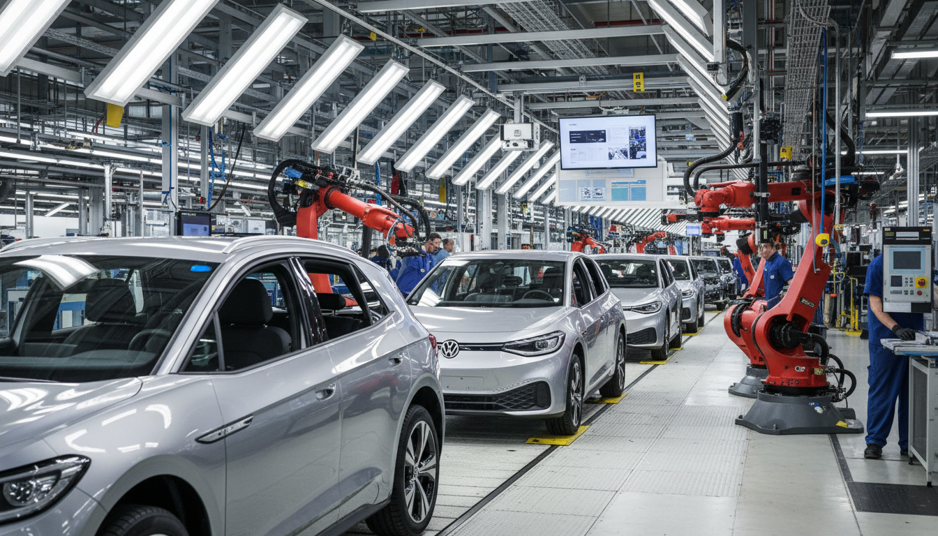 Linha de montagem de carros elétricos Volkswagen na Europa