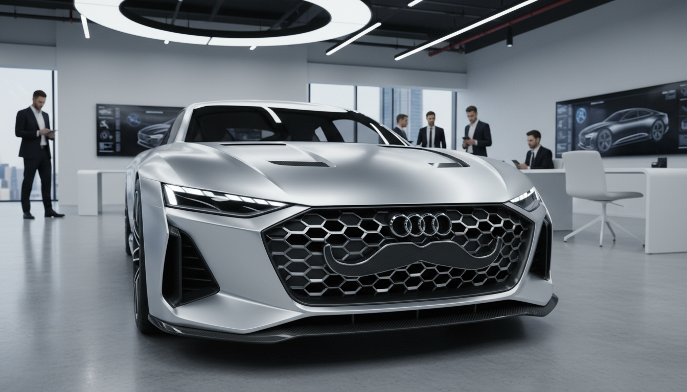 Audi Concept C com nova grade frontal em destaque em estúdio de design.