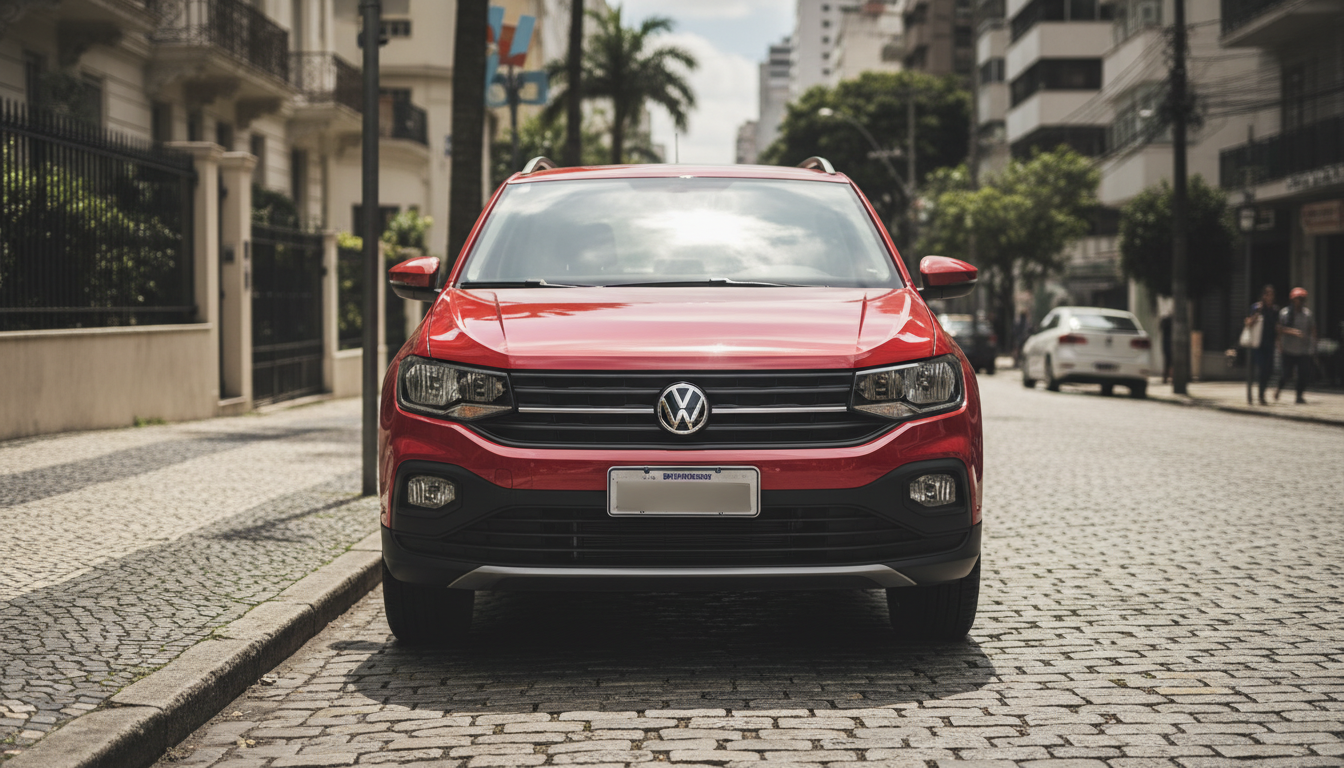 Volkswagen Tera 1.0 MPI vermelho em uma rua urbana ensolarada